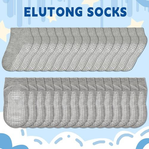 ELUTONG Non Slip Toddler Socks, Boy Socks with Grips 15 Pairs Anti Skid Kids Low Cut Socks for Baby Infant(0-7 Years) - 27