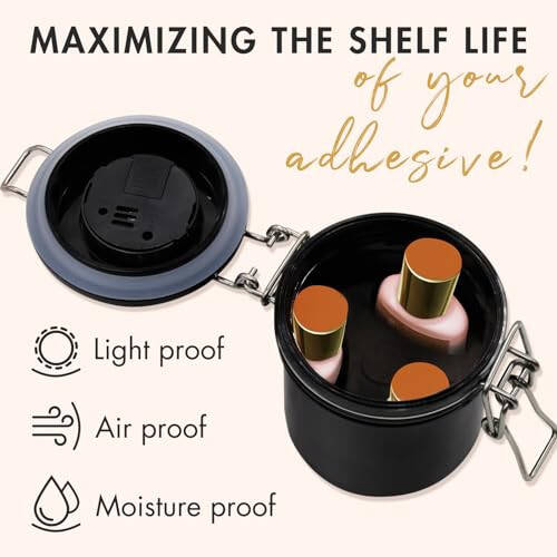 Embagol False Lash Glue Storage Tank With Thermometer Adhesive Carbon Sealed Leak-proof Containers Grafting Eyelash Extension Supplies (BLACK) - 3