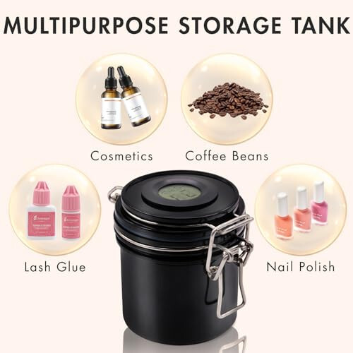 Embagol False Lash Glue Storage Tank With Thermometer Adhesive Carbon Sealed Leak-proof Containers Grafting Eyelash Extension Supplies (BLACK) - 6