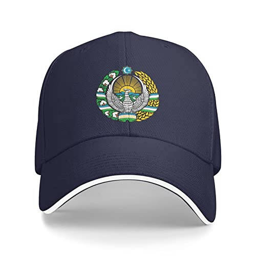 Emblem of Uzbekistan Sandwich Hat Adjustable Baseball Cap Black - 1