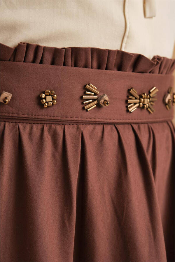 Embroidered Cotton Skirt with Armine Belt 24Y1639 Brown - 5