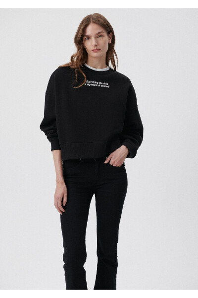 Embroidered Detail Black Sweatshirt 1611892-900 - 16