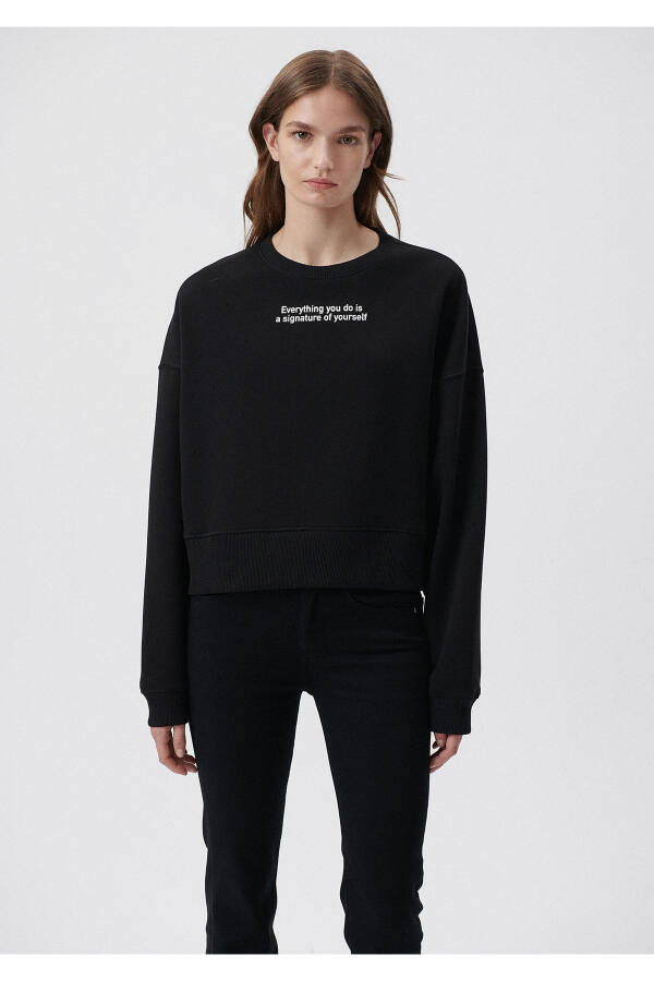 Embroidered Detail Black Sweatshirt 1611892-900 - 12