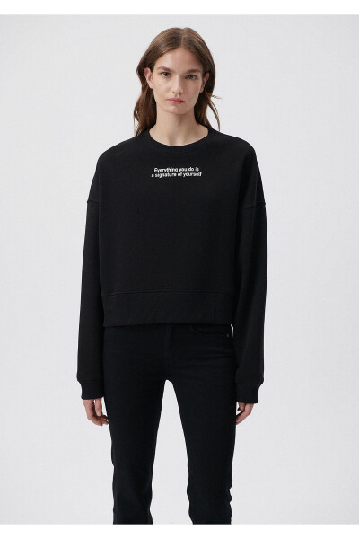 Embroidered Detail Black Sweatshirt 1611892-900 - 7