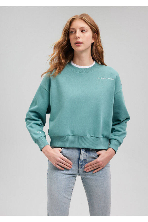 Embroidered Green Sweatshirt 1s10074-71823 - 23