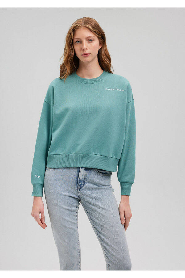 Embroidered Green Sweatshirt 1s10074-71823 - 24