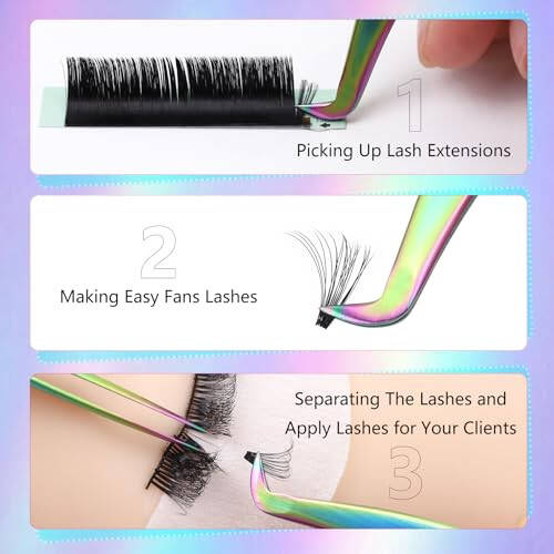 EMEDA 3PCS Lash Tweezers Set - High Precision Stainless Steel Tweezers for Eyelash Extensions, Straight and Curved Tweezers for Isolation Lash Extensions, Pointy Flat Tweezers for Volume Lashes - 5