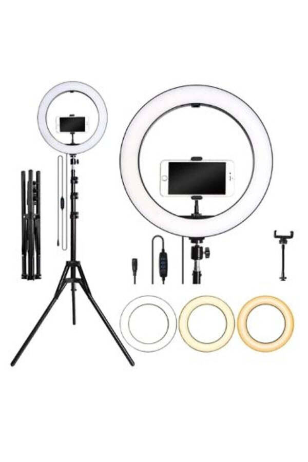 Emsa LED Tripod Telefon Tutish Makyaj Chiroqi Ring Light 14 Dyuym 2.1 metr Tripod - 4