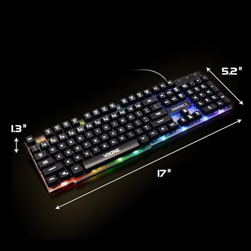 ENHANCE Voltaic 2 Gaming Keyboard - LED Backlit Membrane Keyboard with a Clear, Circuit Design, Mechanical Feeling Keyboard with Multimedia Keys, 19KRO, Anti-Ghosting - Ergonomic Keyboard for PC - 2