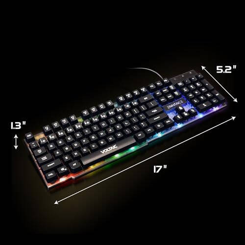 ENHANCE Voltaic 2 Gaming Keyboard - LED Backlit Membrane Keyboard with a Clear, Circuit Design, Mechanical Feeling Keyboard with Multimedia Keys, 19KRO, Anti-Ghosting - Ergonomic Keyboard for PC - 2