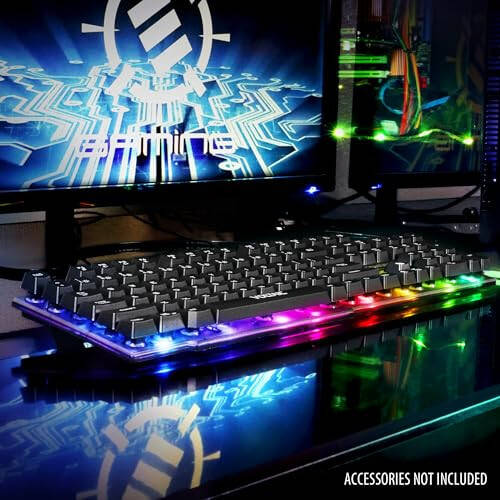 ENHANCE Voltaic 2 Gaming Keyboard - LED Backlit Membrane Keyboard with a Clear, Circuit Design, Mechanical Feeling Keyboard with Multimedia Keys, 19KRO, Anti-Ghosting - Ergonomic Keyboard for PC - 4