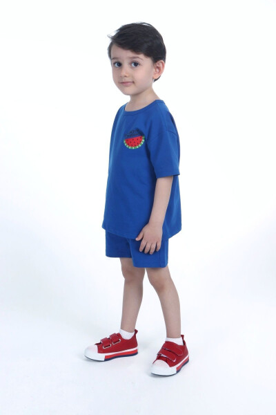 Enjoy Summer Watermelon Teal Blue 2-Piece Boys Shorts Oversize Basic Tshirt Set Tye0004 - 7