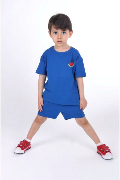 Enjoy Summer Watermelon Teal Blue 2-Piece Boys Shorts Oversize Basic Tshirt Set Tye0004 - 2