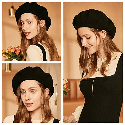 ENJOYFUR Womens Winter Beret Hat Knitted Beanie Cap Autumn Winter Hat French Classic Beret - 5