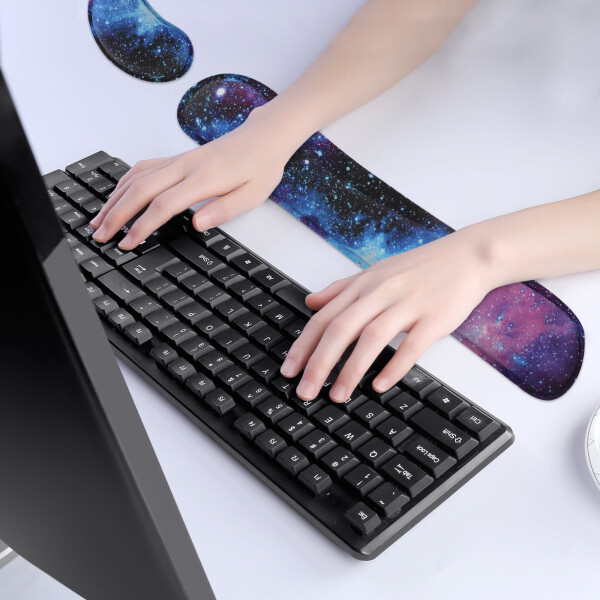 Enlarge Gel Memory Foam Set Keyboard Wrist Rest Pad, EEEkit Mouse Wrist Cushion Support for Office, Computer, Laptop, Mac, Comfortable, Lightweight for Easy Typing Pain Relief, Starry Series - 8