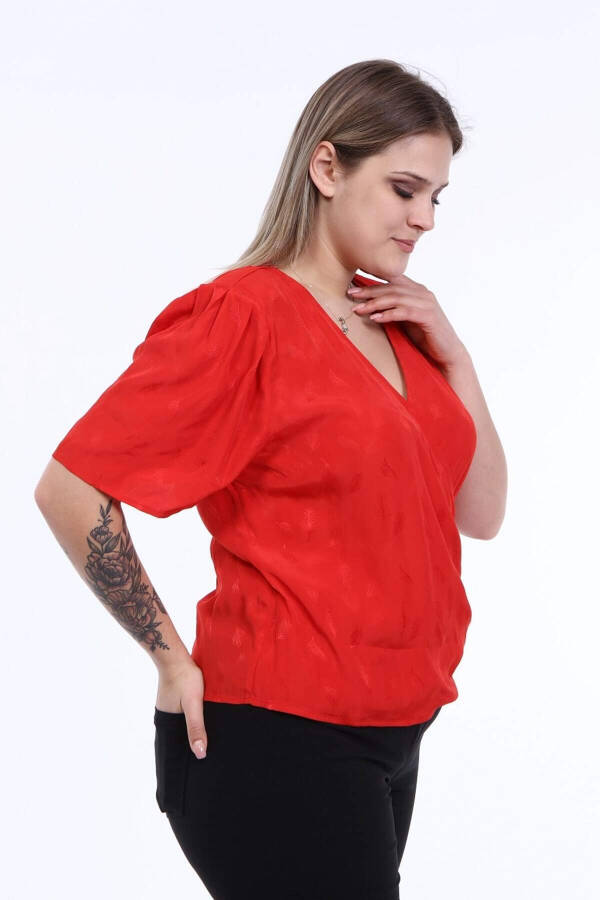 Envelope Blouse with Ruffled Detail - 3