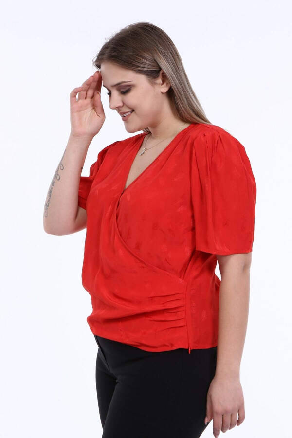 Envelope Blouse with Ruffled Detail - 4