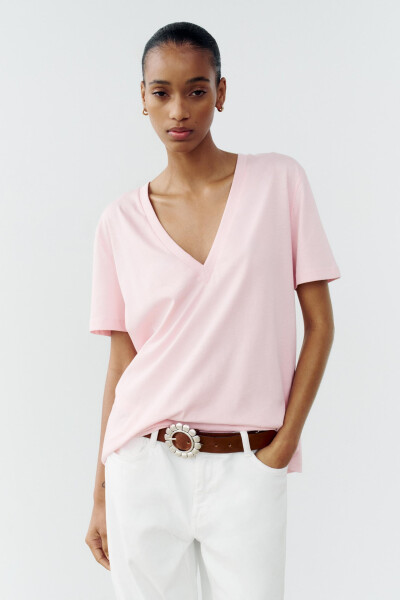 ENZYME FINISH COTTON T-SHIRT - Light Pink - 17