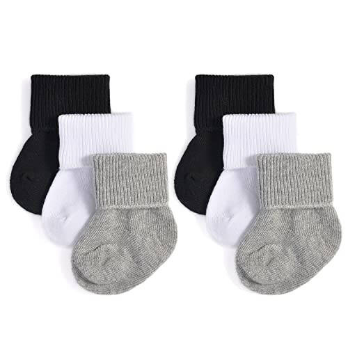 EPEIUS Baby Socks Unisex-Baby Seamless Turn Cuff Socks Cotton Rich Booties Socks 6 Pairs Pack Newborn Infant Toddlers - 2