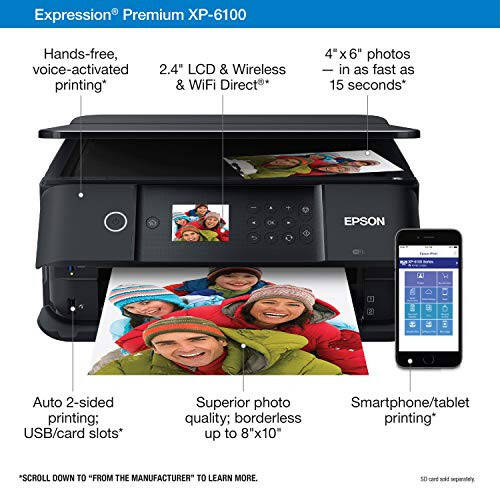 Epson EcoTank ET-2800 Simsiz Rangli Ko'p Funktsiyali Kartrijsiz Supertankli Printer & Expression Premium XP-6100 Simsiz Rangli Fotoprinter Skener va Kopirlash Xususiyatiga Ega, Qora - 7