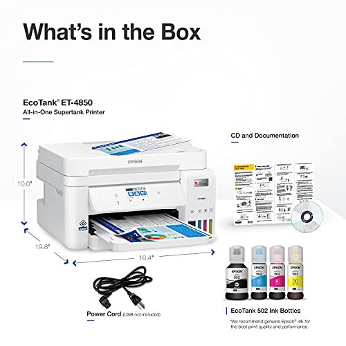 Epson EcoTank ET-4850 Wireless All-in-One Cartridge-Free Supertank Printer with Scanner, Copier, Fax, ADF and Ethernet (White) (Renewed) - 6