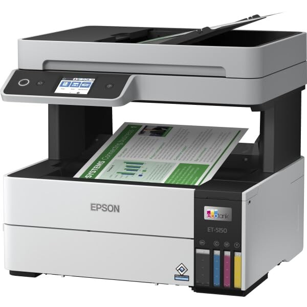 Epson EcoTank Pro ET-5150 Kablosuz Renkli Çok Fonksiyonlu Süper Tanklı Yazıcı, Tarayıcı, Fotokopi, Otomatik Belge Besleyici, Büyük, Beyaz - 2