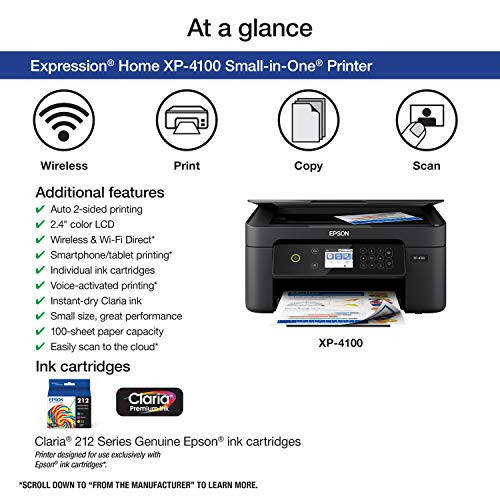 Epson Expression Home XP-4100 Wireless Color Printer with Scanner and Copier - 3