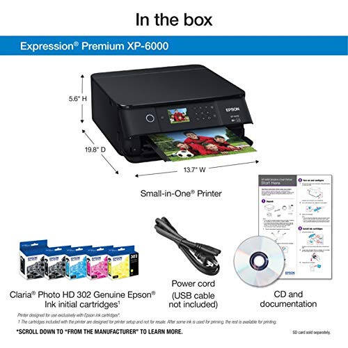 Epson Expression Premium XP-6000 Wireless Color Photo Printer with Scanner & Copier, Modazone Dash Replenishment Ready - 3