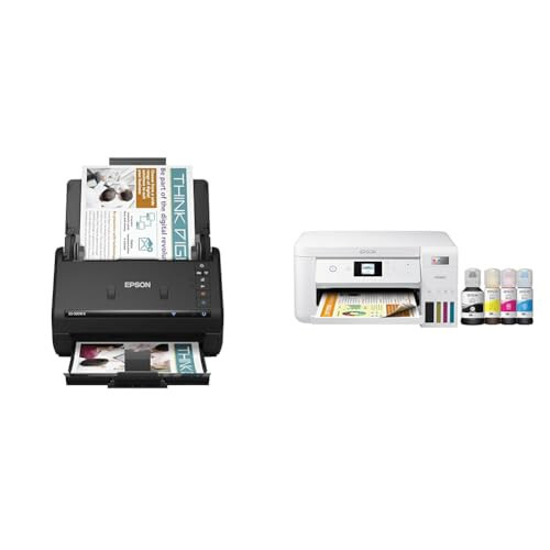 Epson Workforce ES-500W II Kablosuz Renkli Çift Taraflı Masaüstü Belge Tarayıcı PC ve Mac için & EcoTank ET-2850 Kablosuz Renkli Hepsi Bir Arada Kartuşsuz Süper Tank Yazıcı Tarayıcıyla - 1