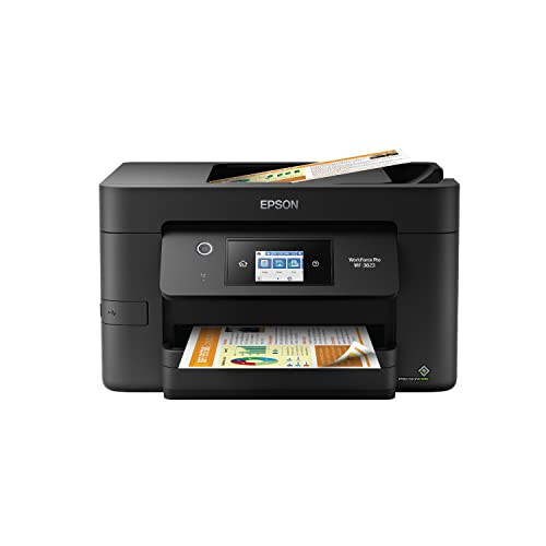 Epson Workforce Pro WF-3823 Simsiz Ko'p Funktsiyali Printeri, Avtomatik Ikki Tomonlama Chop etish, 35 Sahifalik ADF, 250 Sahifalik Qog'oz Tovoqi va 2.7 dyuymli Rangli Sensorli Ekran, Qora - 1