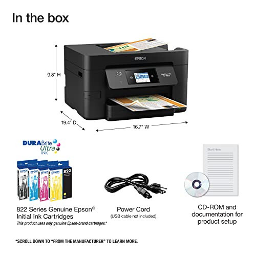 Epson Workforce Pro WF-3823 Wireless All-in-One Printer with Auto 2-Sided Printing, 35-Page ADF, 250-Sheet Paper Tray and 2.7