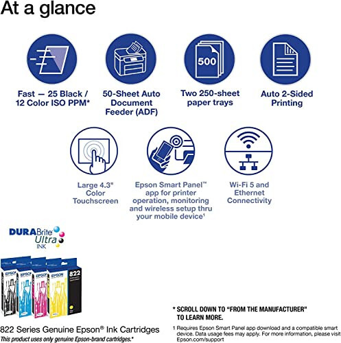 Epson Workforce Pro WF-4833 Kablosuz Çok İşlevli Renkli Mürekkep Püskürtmeli Yazıcı, Siyah - Yazdır Tarayıcı Kopyala Faks - 4,3'' LCD, 25 ppm, 4800 x 2400 dpi, Otomatik Çift Taraflı Baskı, 50 Sayfalık ADF, 500 Sayfalık Kapasite, Ethernet - 3