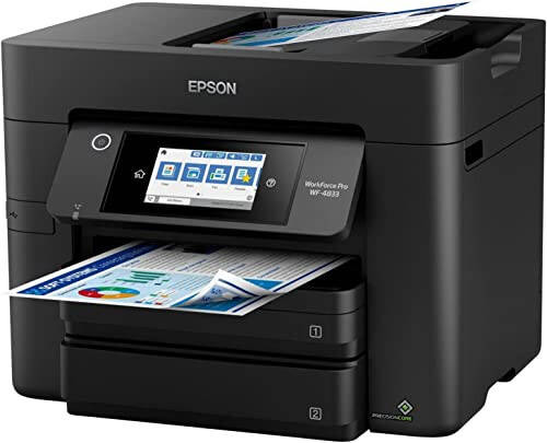 Epson Workforce Pro WF-4833 Wireless All-in-One Color Inkjet Printer, Black - Print Scan Copy Fax - 4.3