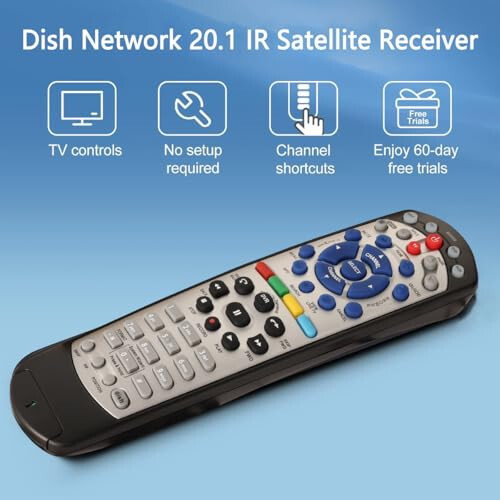 EQINI New Replacement for Dish Network 20.1 IR Satellite Receiver Remote Control (Black) (1pcs) - 3