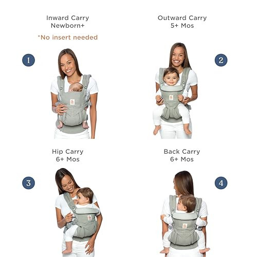 Ergobaby Omni 360 All-Position Baby Carrier for Newborn to Toddler with Lumbar Support (7-45 Pounds), Pearl Grey, One Size (Pack of 1) - 8