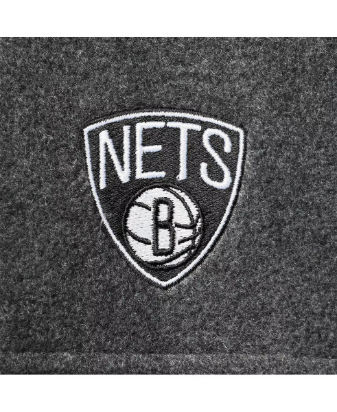 Erkaklar uchun Brooklyn Nets Heathered Charcoal Flanker to'liq fermuarli ko'ylagi, kulrang - 5