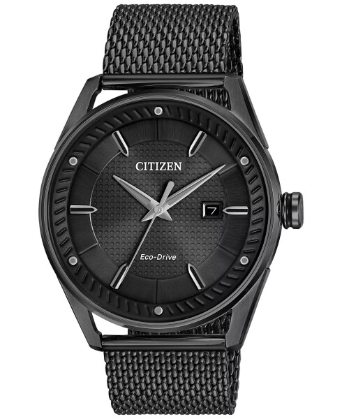 Erkaklar uchun Citizen Eco-Drive qora to'rli zanglamaydigan po'lat bilaguzuk soati 42mm qora - 1