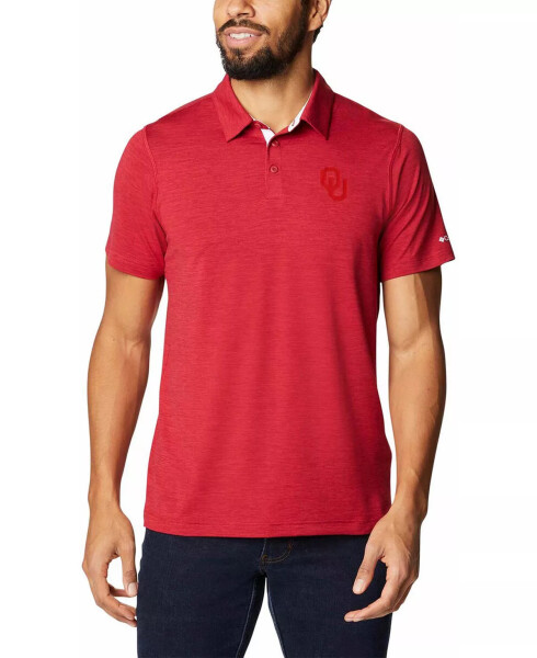 Erkaklar uchun Crimson Oklahoma Sooners Texnologiya yo'li Kosmik bo'yalgan Omni-Shade Polo Crimson - 5