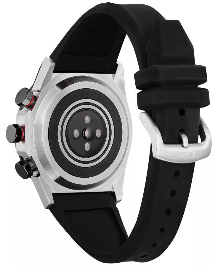 Erkaklar uchun CZ Smart Hybrid qora silikon tasmali aqlli soat 44 mm kumush - 3