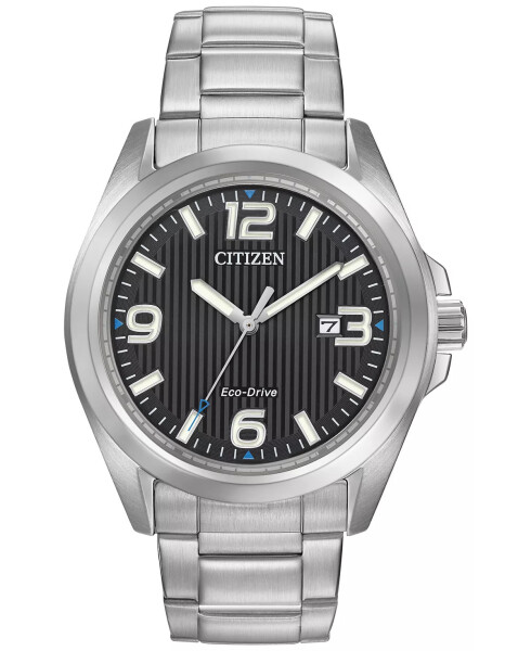 Erkaklar uchun Eco-Drive zanglamaydigan po'latdan yasalgan bilaguzuk soati 43 mm AW1430-86E Rangsiz - 1