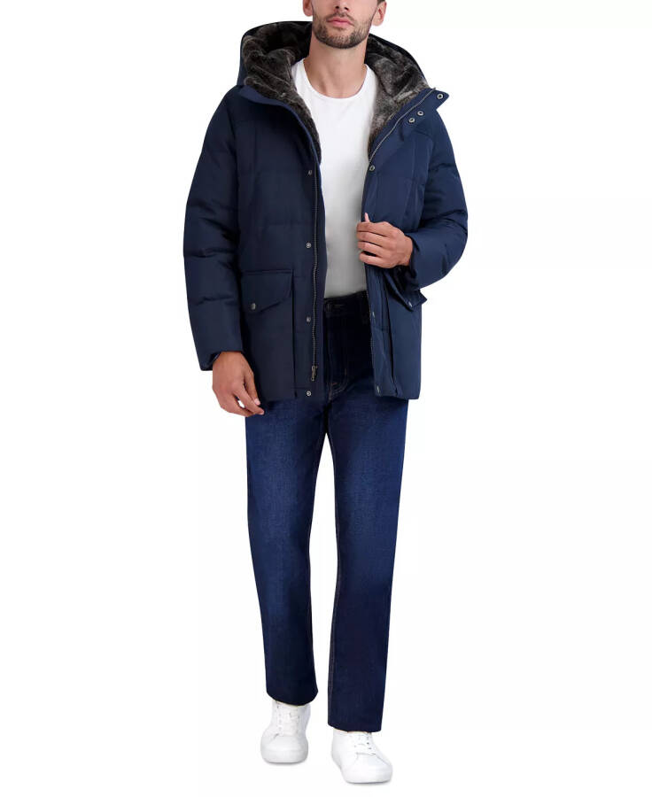 Erkaklar uchun Fleece-astarlı kaputli Parka - Navy - 2