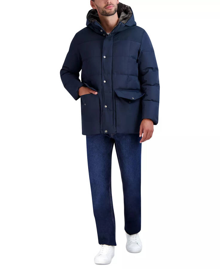 Erkaklar uchun Fleece-astarlı kaputli Parka - Navy - 3