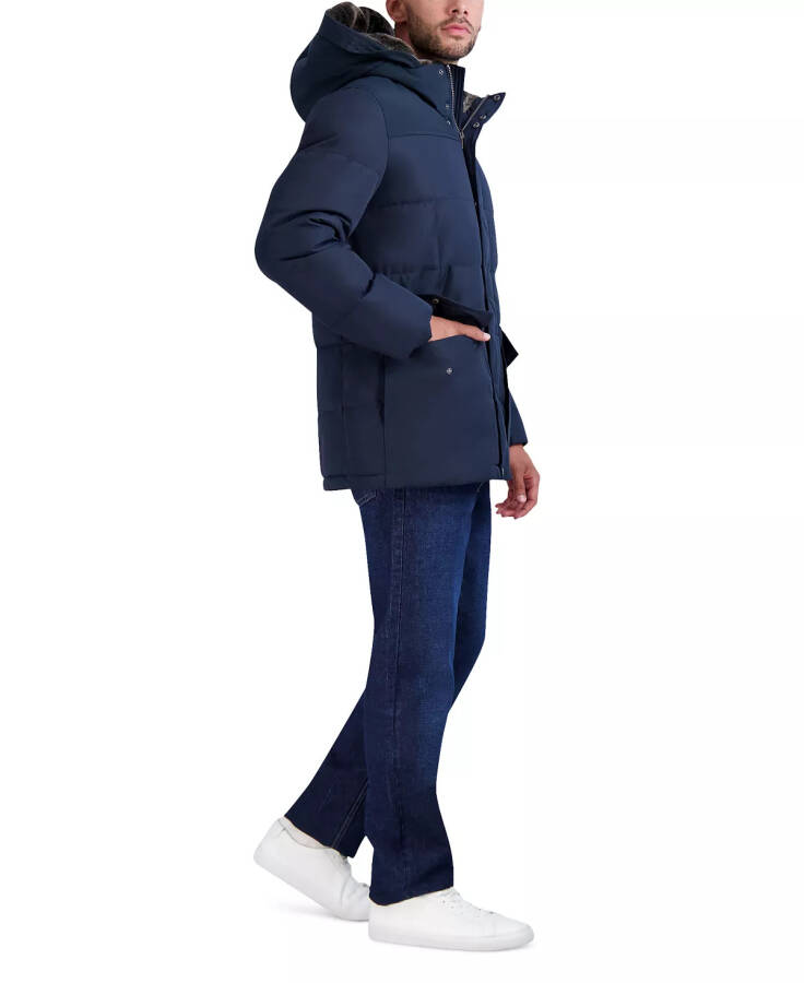 Erkaklar uchun Fleece-astarlı kaputli Parka - Navy - 4