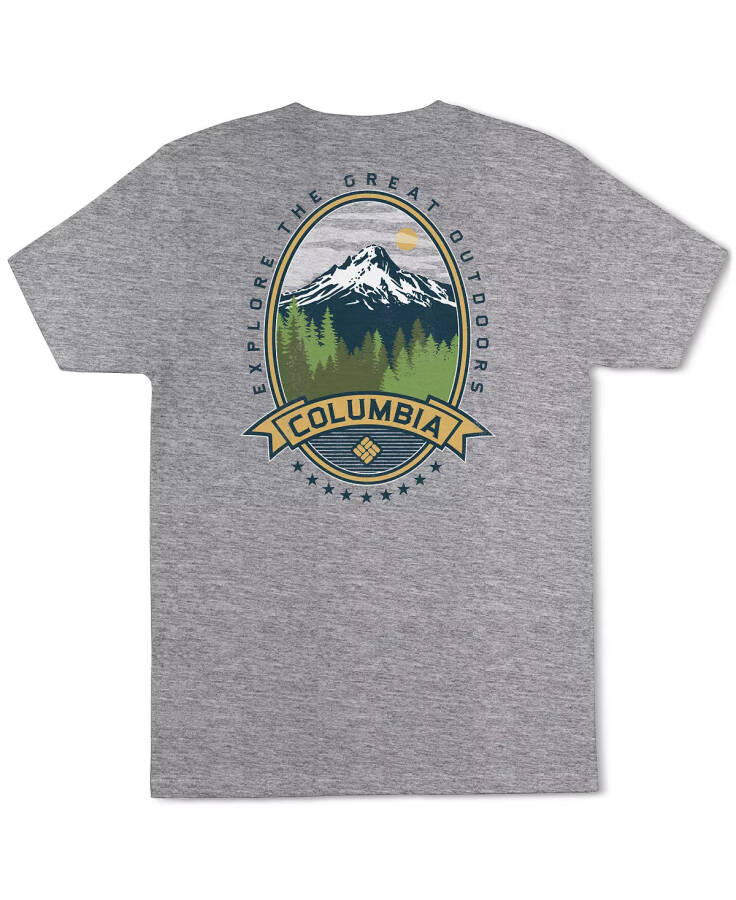 Erkaklar uchun Heaven Explore Outdoors Grafik T-shirt, kulrang Heath - 1