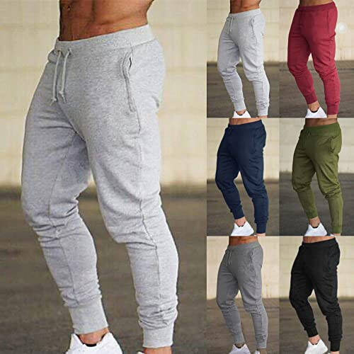 Erkaklar uchun Jogger Teri shimlar Elastik pastki qismi Oddiy Fleece Kreslolar Yurish Mashg'ulotlari Sport zali Atletik dam olish Shimlari Cho'ntaklari bilan - 5