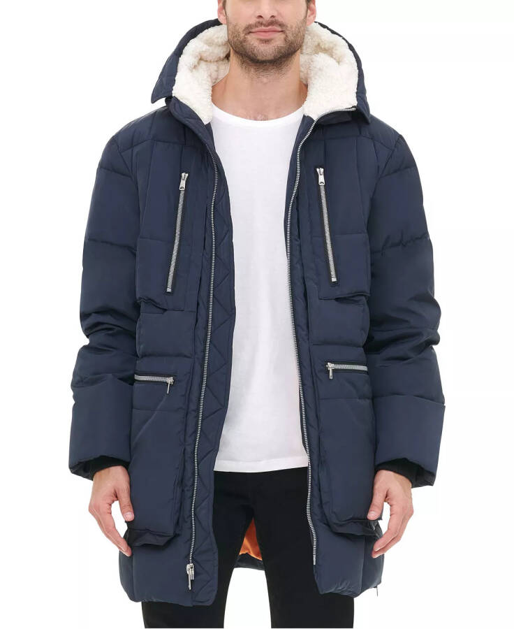 Erkaklar uchun kaputli og'ir parka ko'ylagi - Navy - 1