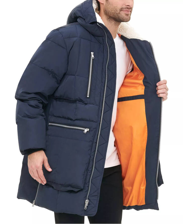 Erkaklar uchun kaputli og'ir parka ko'ylagi - Navy - 3