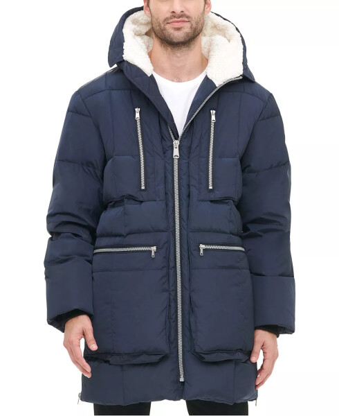 Erkaklar uchun kaputli og'ir parka ko'ylagi - Navy - 5