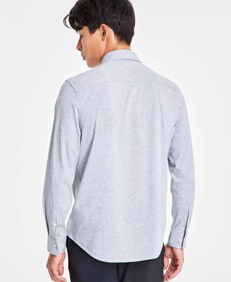 Erkaklar uchun klassik kesilgan jersidan to'qilgan tugmali ko'ylak, Modazone Casual Grey Heather uchun yaratilgan - 2