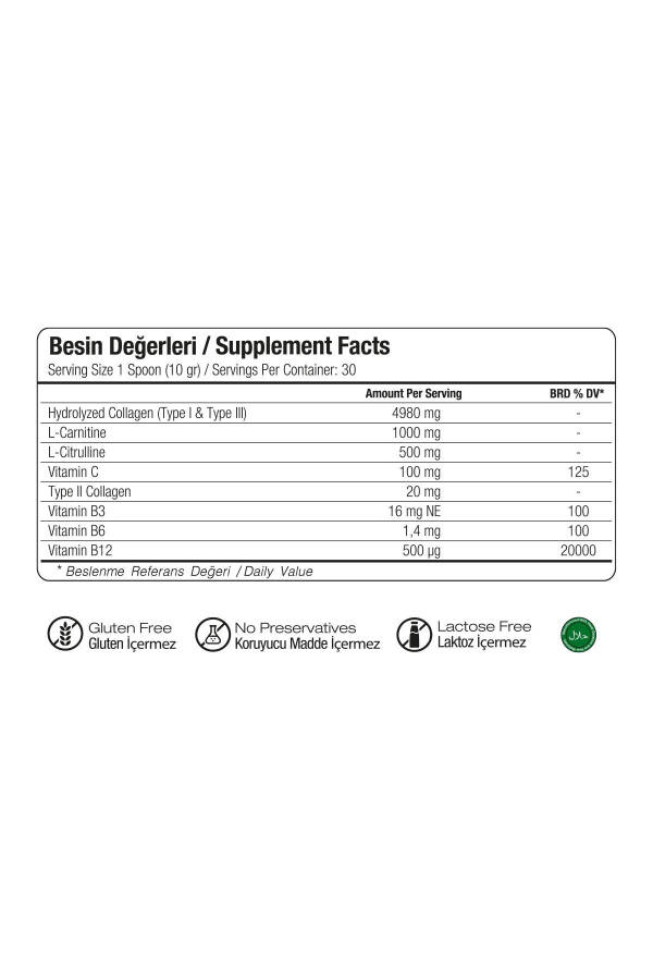 Erkaklar uchun kollagen 300gr 123-turdagi L-karnitin L-sitrulin - 3